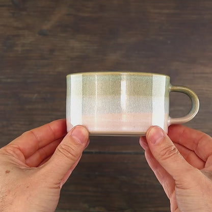 Pale Green and White Cappuccino Cup
