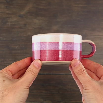 White and Crimson Cappuccino Cup