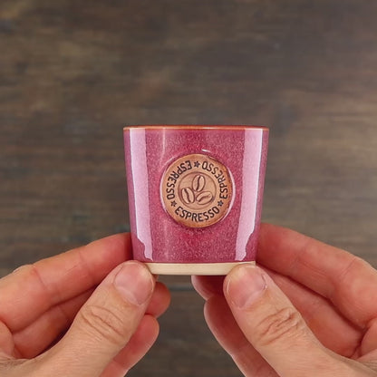 Crimson Espresso Cup – Coffee Bean Motif
