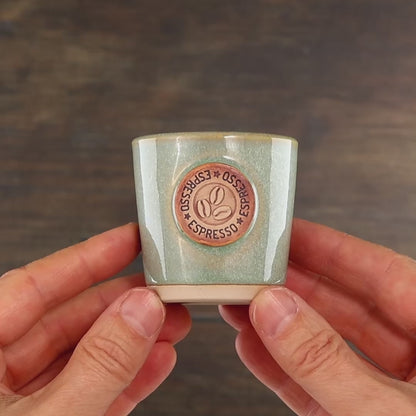 Pale Green Espresso Cup – Coffee Bean Motif