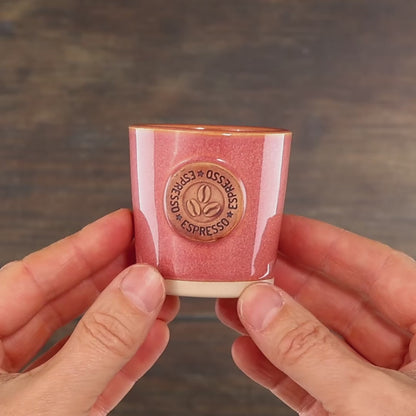 Coral Espresso Cup – Coffee Bean Motif