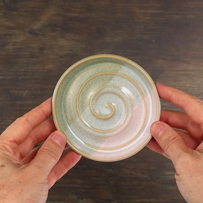 Pale Green & White Spiral Soap Dish