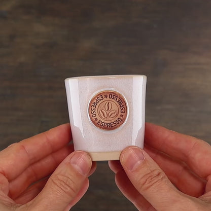 White Espresso Cup – Coffee Bean Motif