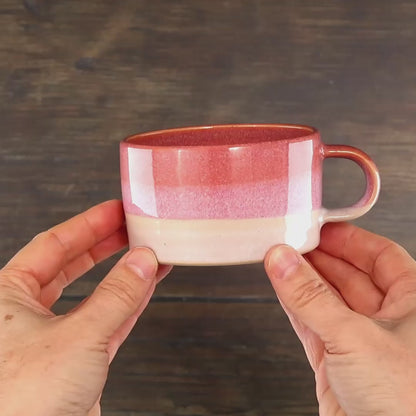 Coral and White Cappuccino Cup
