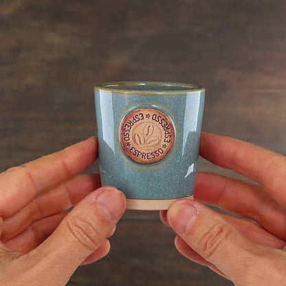 Coastal Blue Espresso Cup – Coffee Bean Motif