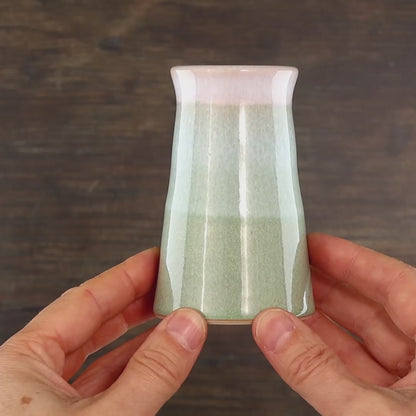 Pale Green & White Bud Vase - Double-Dipped